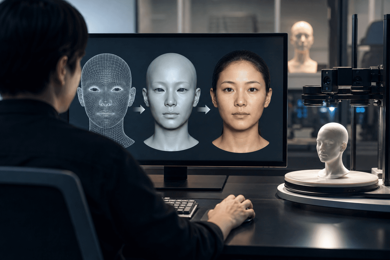 AIが3D顔形状を人好みに自動調整