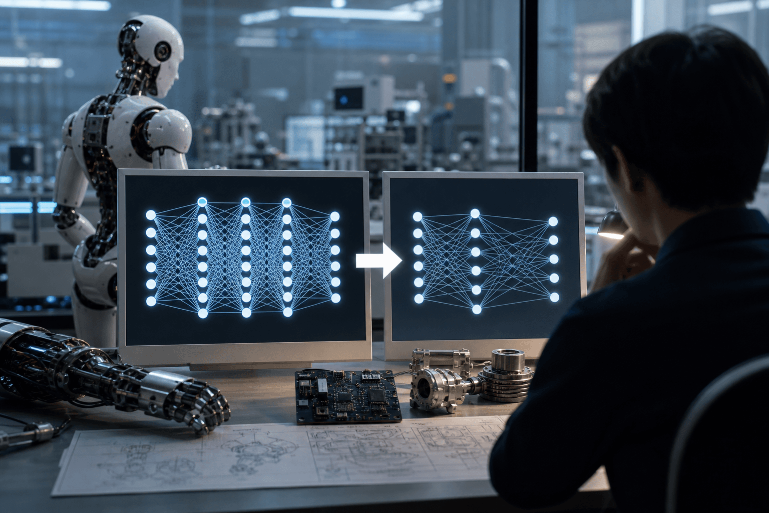 ロボットAI、層数半減で性能維持